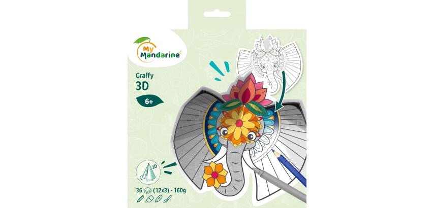 Graffy Pop Mandala 3D, Savanne dieren - Groen