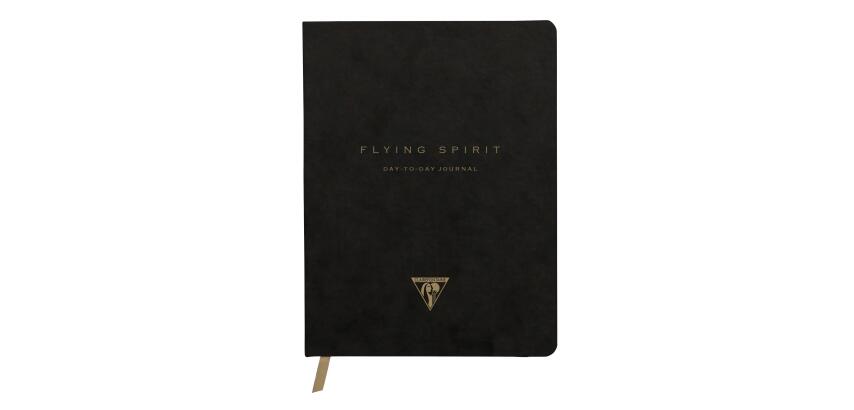 Flying Spirit, Black, DaytoDay journal 19x25 cm, 192 pages, dot, pochette à soufflet au dos, marquepage, fermeture élastique, ass. - Noir
