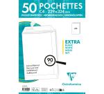 Paquet de 50 Pochettes Blanches C4-229x324 mm - Auto-Adhésives - 90/m2 - Blanc