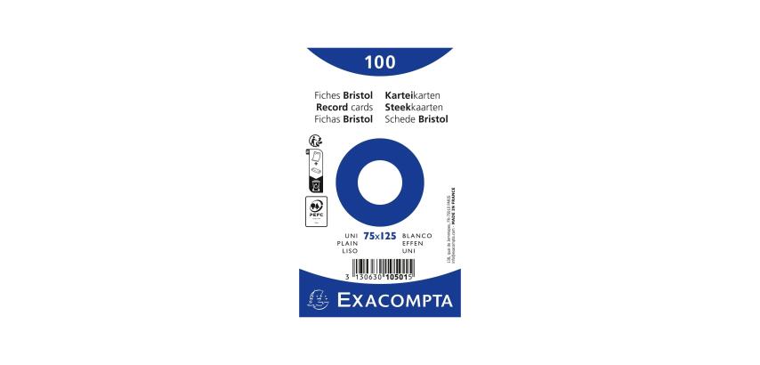 Pk100 Exa Rec Card 7.5x12.5cm Plain Wht - White