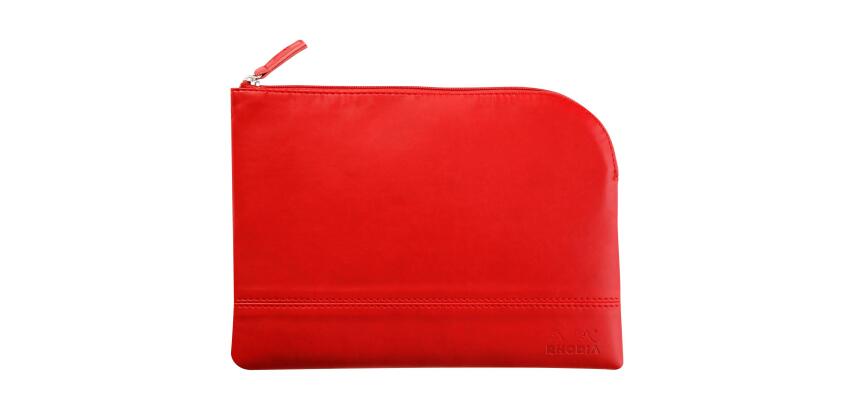 Rhodiarama etui met rits in kunstleer - maat M - 16x22 cm - Klaproosrood