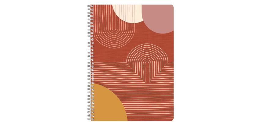 Terracotta, Cahier reliure intégrale A4 21x29,7 cm, 148 pages, ligné et marge, ass.