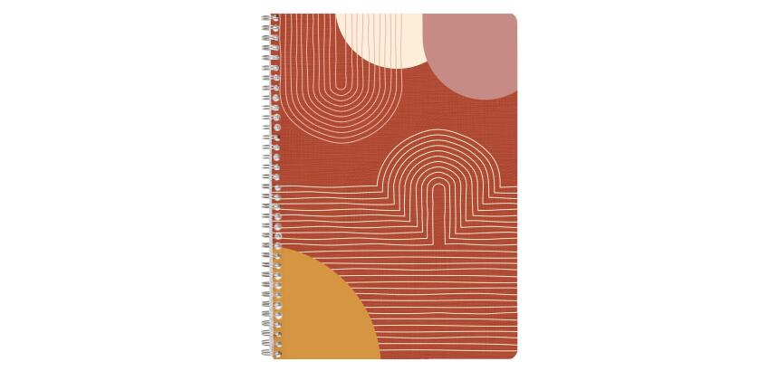 Terracotta, Cahier reliure intégrale A4 21x29,7 cm, 148 pages, ligné et marge, ass.