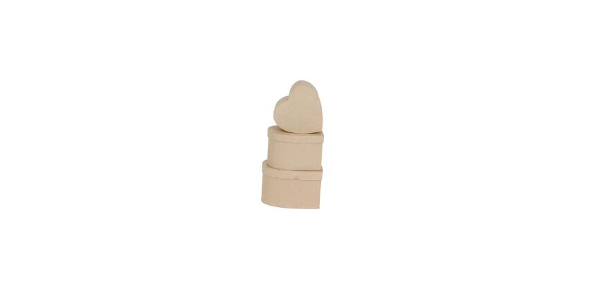 Assort 3 boîtes coeurs 14x8/18x11cm - Kraft