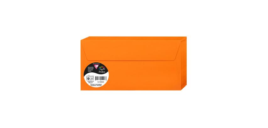 Paquet de 50 enveloppes Pollen 110x220mm 120g/m2 - Orange