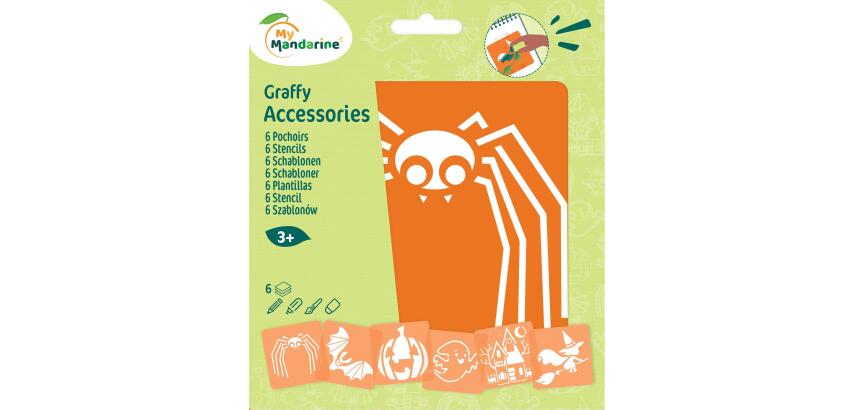 Set de 6 pochoirs enfants, Halloween - Orange