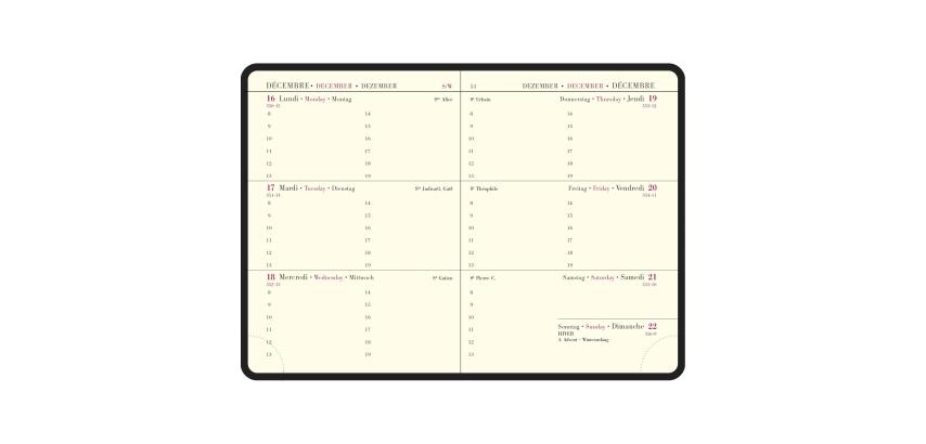Recharge Agenda de poche La Semaine Planifiée 13 9 x 13 cm Semainier Janvier à Décembre 2027