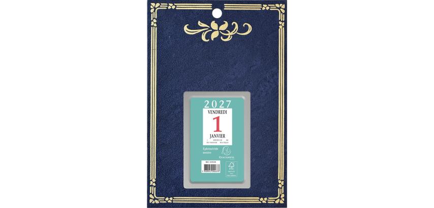Bloc éphéméride neutre Skytos (6,5 x 9,7 cm) sur support plaque imprimée 14,5 x 21,5 cm 2027 - Visuels assortis