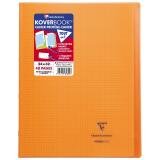 Cahier piqué Koverbook 24x32 cm 48 pages petits carreaux + marge couverture polypropylène transparent - Orange