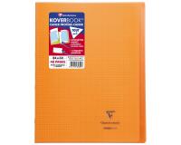 Cahier piqué Koverbook 24x32 cm 48 pages petits carreaux + marge couverture polypropylène transparent - Orange