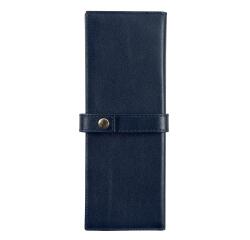 Oprolbaar pennenetui in leder, klein model - Marineblauw