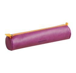 Rhodiarama ronde pennenetui Italiaans kunstleer 5x21,5 cm - Paars|