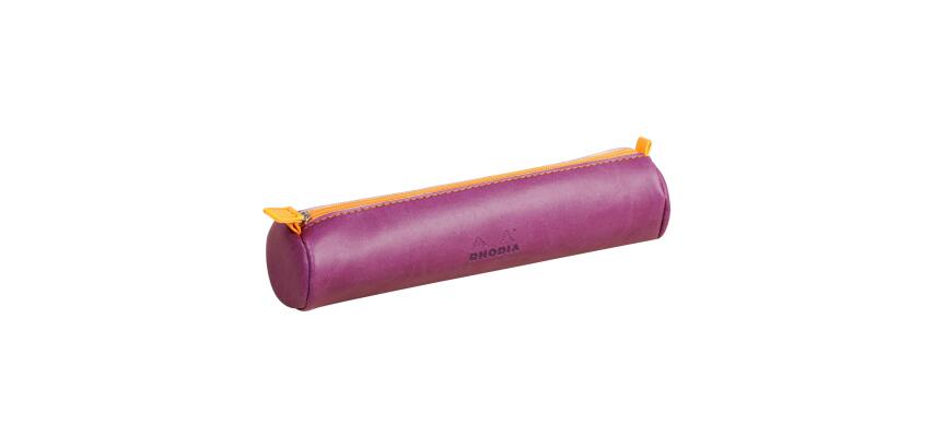 Rhodiarama trousse ronde simili cuir italien 5x21,5 cm - Violet