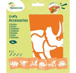 Set de 6 pochoirs enfants, Dinosaures - Orange