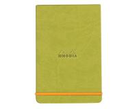 Rhodiarama Webnotepad rembordé rigide 9x14 cm 192 pages ligné microperforé papier ivoire 90g fermeture élastique - Anis