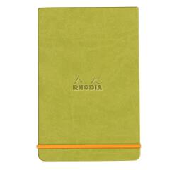 Rhodiarama Webnotepad rembordé rigide 9x14 cm 192 pages ligné microperforé papier ivoire 90g fermeture élastique - Anis