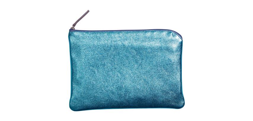MIROR CUIR Pochette 23x16 cm Miror Turquoise