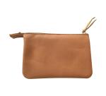 Kleine, flache Tasche mit 2 Fächern aus Leder Naturton 13x9cm - Natur