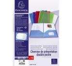 Sachet de 10 chemises double poche polypropylène souple 2/10e - A4 ou A3