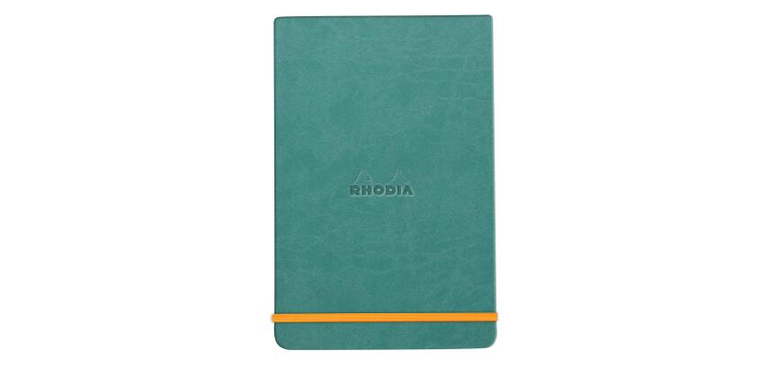 Rhodiarama Webnotepad rembordé rigide A5 192 pages ligné microperforé papier ivoire 90g fermeture élastique - Eau