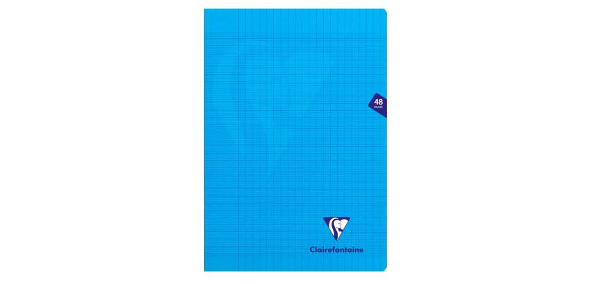 Cahier piqué Mimesys A4 48 pages grands carreaux couverture polypropylène - Bleu