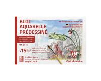 Clairefontaine Pre-Drawn Watercolour Pad - Paris - 10 x 15cm - 15 Sheets - 300gsm