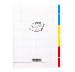 Cahier 3 index piqué 8000 POLYPRO 17x22 cm 96 pages grands carreaux 90 g - Incolore