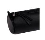 Runde Ledertasche, schwarz
