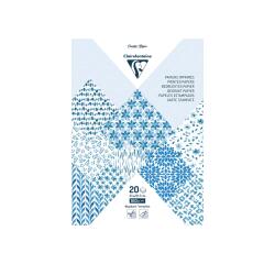 PAPIERS IMPRIMÉS, Bloc de 20 feuilles à motifs 160g/m2 au format A4 (21x29,7cm) + 1 idée créative - Shibori floral - Multicolore