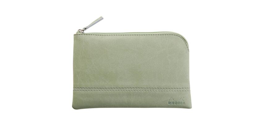 Rhodiarama etui met rits in kunstleer - maat S - 11x17 cm - Celadon