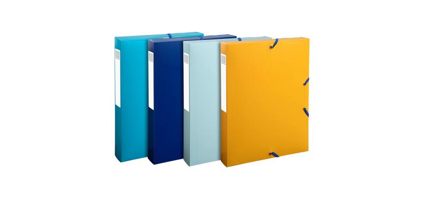 Exacompta, Archivbox A4, Rückenbreite 40mm, Recycling-PP, BeeBlue - Farben sortiert