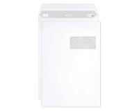 Boite de 250 Pochettes Blanches C4-229x324 mm - Auto-Adhésives -90g/m2- Fenêtre Papier Cristal 50x100 (position 50/20) - Blanc