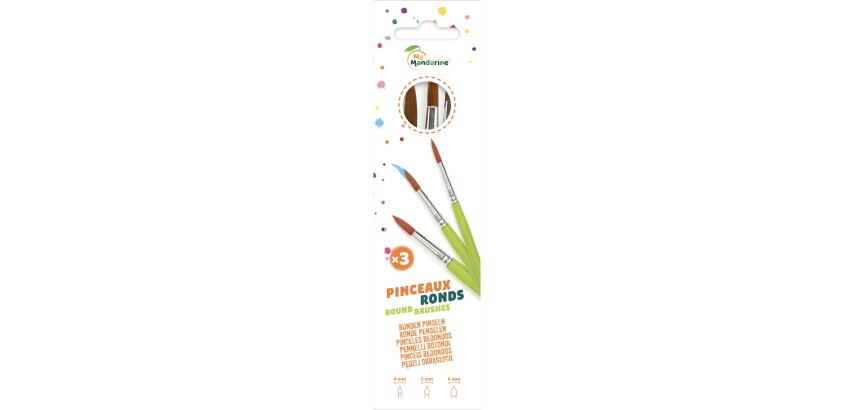 Set of 3 round synthetic brushes - Green