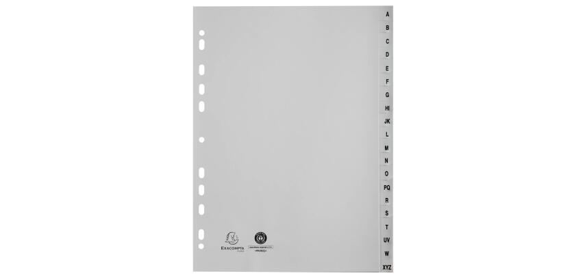 Indices recycled PP A4 20Pt A-Z Grey - Grey