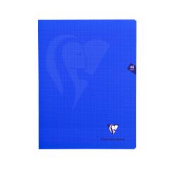 Mimesys cahier piqué 24x32cm 48 pages grands carreaux couverture polypropylène - Bleu marine