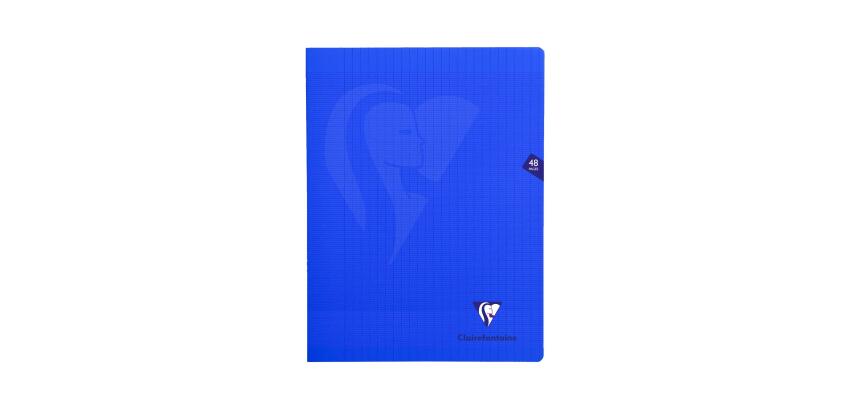 Mimesys cahier piqué 24x32cm 48 pages grands carreaux couverture polypropylène - Bleu marine