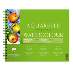 Etival Aquarellpapier Torchon, Block mit Doppelspirale, 12 Blatt 300g, 24x30 cm