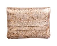 CÉLESTE CUIR Pochette à rabat 26x18 cm Lazer Or