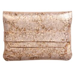 CÉLESTE CUIR Pochette à rabat 26x18 cm Lazer Or
