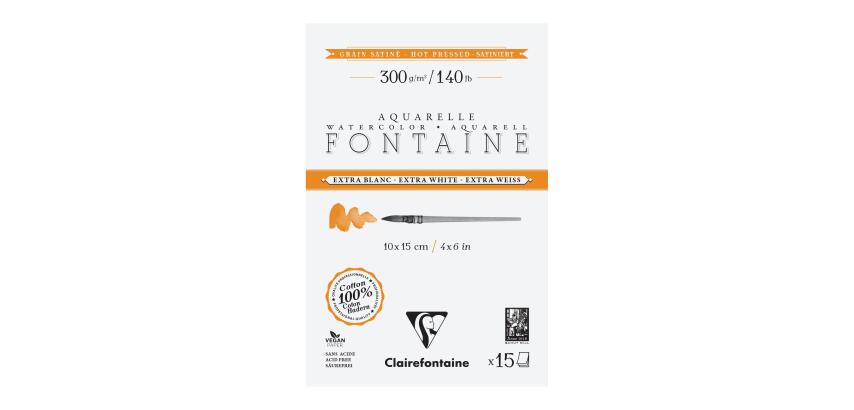 Fontaine Extra Blanc Grain Satiné bloc collé 4 côtés 15F 10x15cm 300g