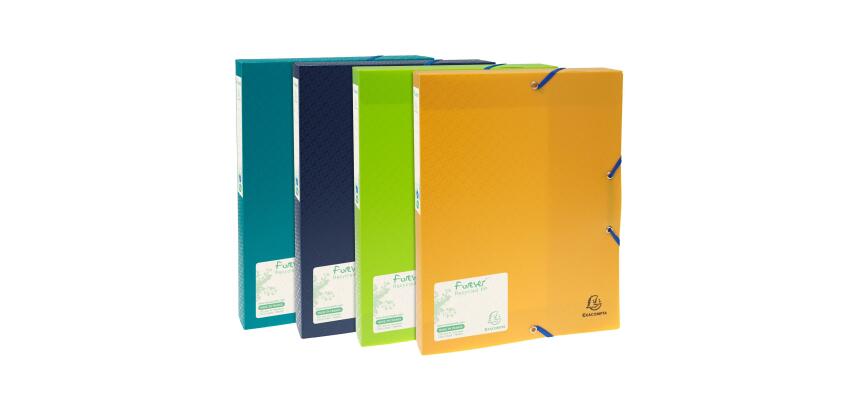 Exacompta Forever Recycled Elasticated Filing Box, 40mm Spine, 0.7mm PP ,A4