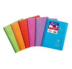 Koverbook spiraalgebonden adresboekje 9x14cm 50 blad klein geruit 5x5mm wraparound transparante polypropyleen omslag - Geassorteerde kleuren