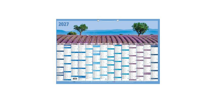 Calendrier France 14 mois 65 x 40,5 cm Annuel Décembre 2025 à Janvier 2027 - Visuel