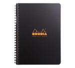 Rhodiactive address book 90g full binding A5 160 pre-printed pages non-microperforated + pocket - Black