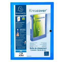 Boite de classement à pression Dos 40mm polypropylène chromaline 7/10e Krea Cover - Bleu