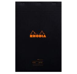 Meeting Pad - stapled Rhodia No.19 A4+ 80 pre-printed detachable sheets - Black