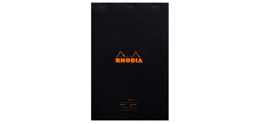 Meeting Pad - bloc agrafé Rhodia N°19 A4+ 80 feuillets pré-impriméss détachabl - Noir