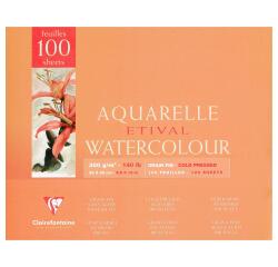 Etival Aquarellpapier feinkörnig, Block 4-seitig geleimt, 100 Blatt 300g, 24x30 cm
