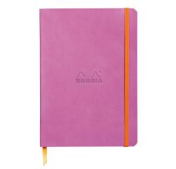 Rhodiarama softcover notitieboek A5, 80 blad gestippeld ivoorkleurig papier van 90g, sluiting met elastiek - Lila