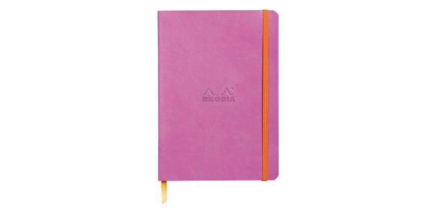 Rhodiarama carnet souple A5 160 pages dot papier ivoire 90g fermeture élastique - Lilas